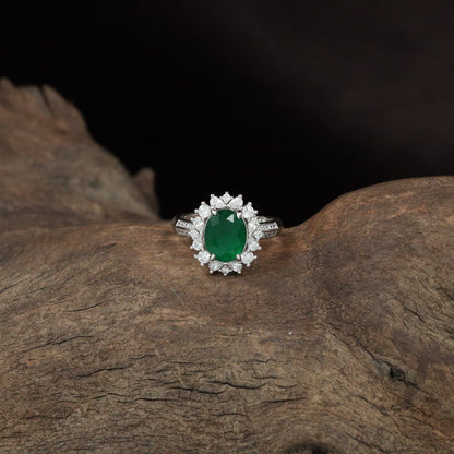 Halo Finger Ring with Oval Floral Border