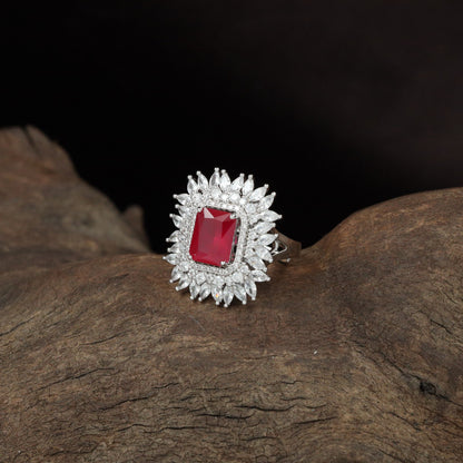 Intricate Orbit Finger Ring with Marquise Frame Styling