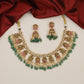 Luxury Border Work Antique Necklace with Curved Panel Styling and Pearl Hangings