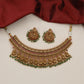 Royal Lakshmi Antique Choker with Hanging Temple Drops and Bead Border