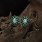 Harmony Cluster Rhodium Stud with Floral Oval Frame