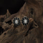 Harmony Cluster Rhodium Stud with Floral Oval Frame