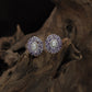Harmony Cluster Rhodium Stud with Floral Oval Frame