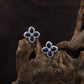 Bloom Petal Rhodium Stud with Rounded Flower Arrangement