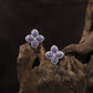Bloom Petal Rhodium Stud with Rounded Flower Arrangement