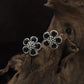 Crown Blossom Rhodium Stud with Rounded Petal Detailing