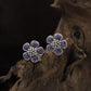 Crown Blossom Rhodium Stud with Rounded Petal Detailing