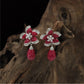 Traditional Flower Layout Rhodium Stud with Decorative Petal Detailing