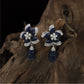 Traditional Flower Layout Rhodium Stud with Decorative Petal Detailing