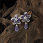 Traditional Flower Layout Rhodium Stud with Decorative Petal Detailing