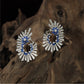 Temple Radiant Rhodium Stud with Layered Bar Frame Styling