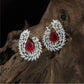 Royal Leaf Frame Rhodium Stud with Pear Drop Centre Layout