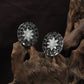 Empress Border Rhodium Stud with Floral Halo Styling