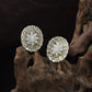 Empress Border Rhodium Stud with Floral Halo Styling