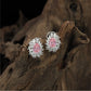 Regal Floral Border Rhodium Stud with Structured Halo Styling