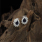 Regal Floral Border Rhodium Stud with Structured Halo Styling