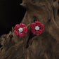 Grace Flower Rhodium Stud with Textured Border Arrangement