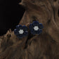 Grace Flower Rhodium Stud with Textured Border Arrangement