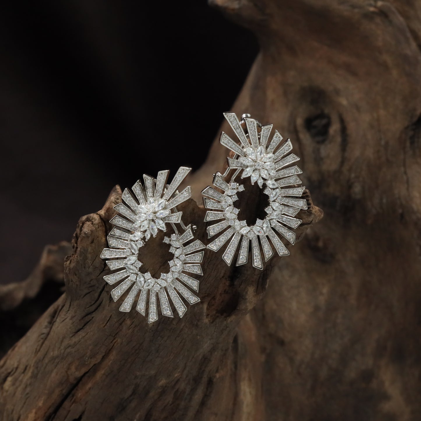 Nature Spiral Stud with Layered Oval Styling