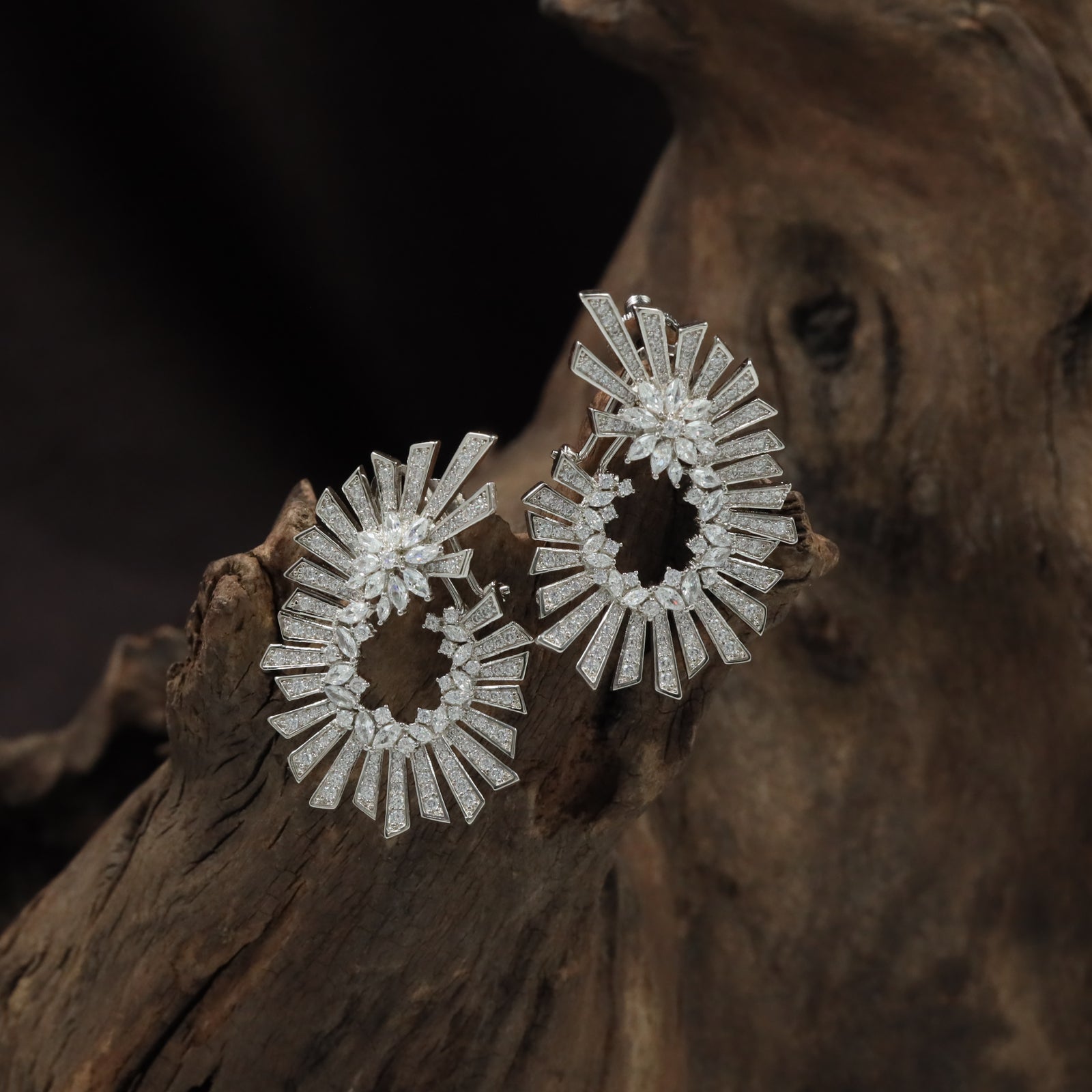 Nature Spiral Stud with Layered Oval Styling
