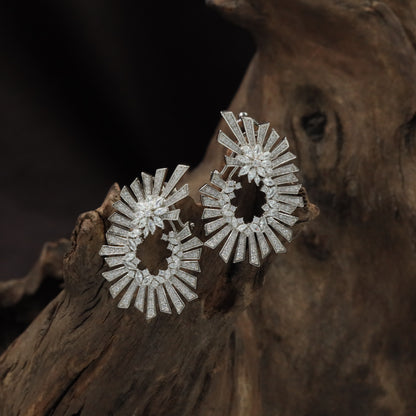 Nature Spiral Stud with Layered Oval Styling