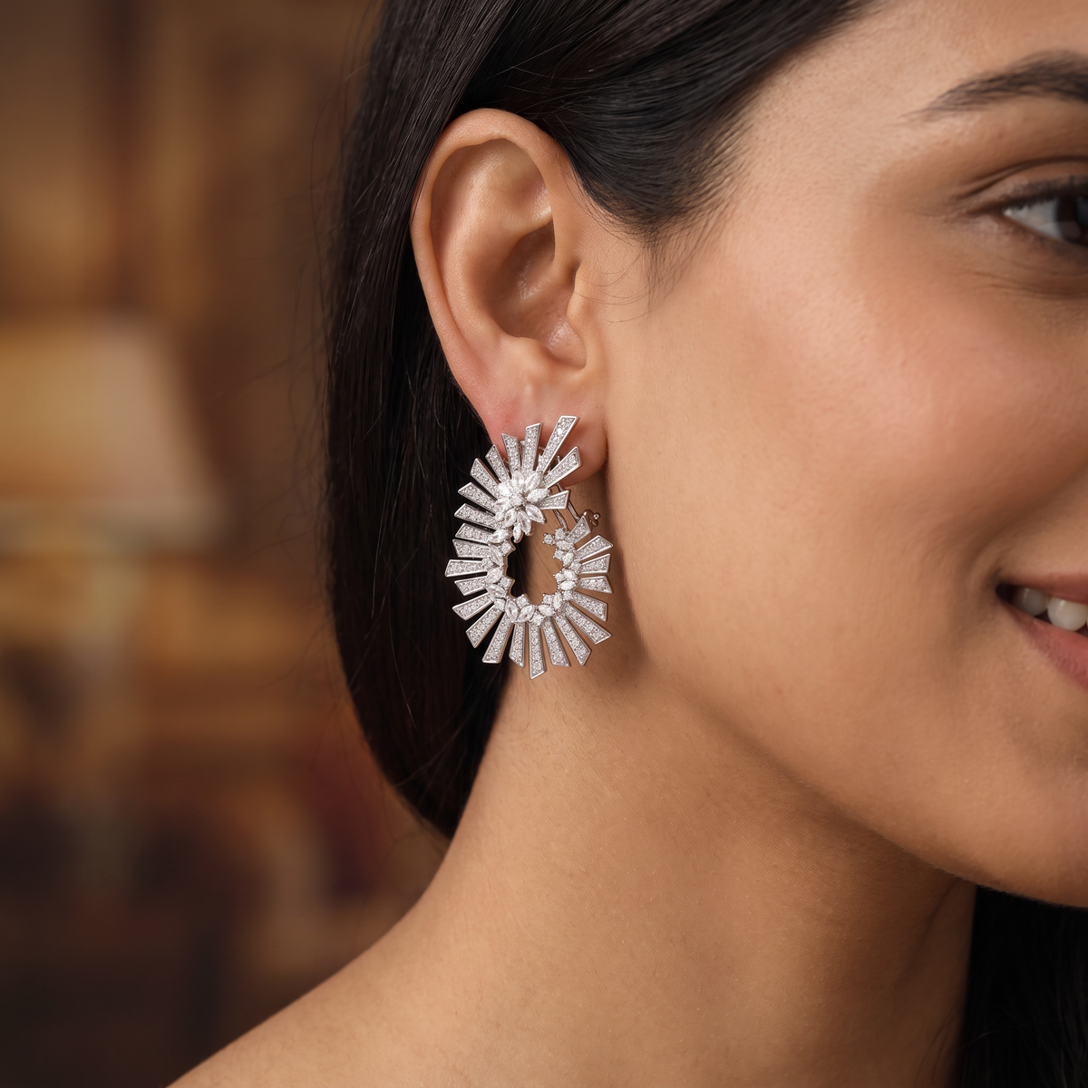Nature Spiral Stud with Layered Oval Styling