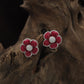 Radiant Blossom Rhodium Stud with Structured Floral Arrangement