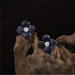 Floral Cluster Rhodium Studs With Sculptural Petal Work