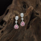 Jewel Drop Rhodium Hanging with Layered Border Arrangement