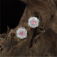 Premium Floral Cluster Rhodium Stud with Cushion Centre Layout