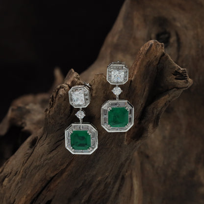 Crown Octagon Rhodium Hanging with Double Drop Frame Styling