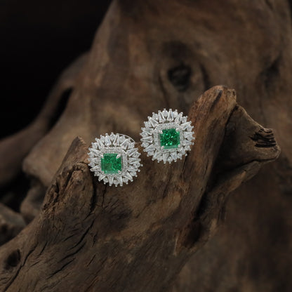 Brio Star Rhodium Stud with Radiating Border Detailing