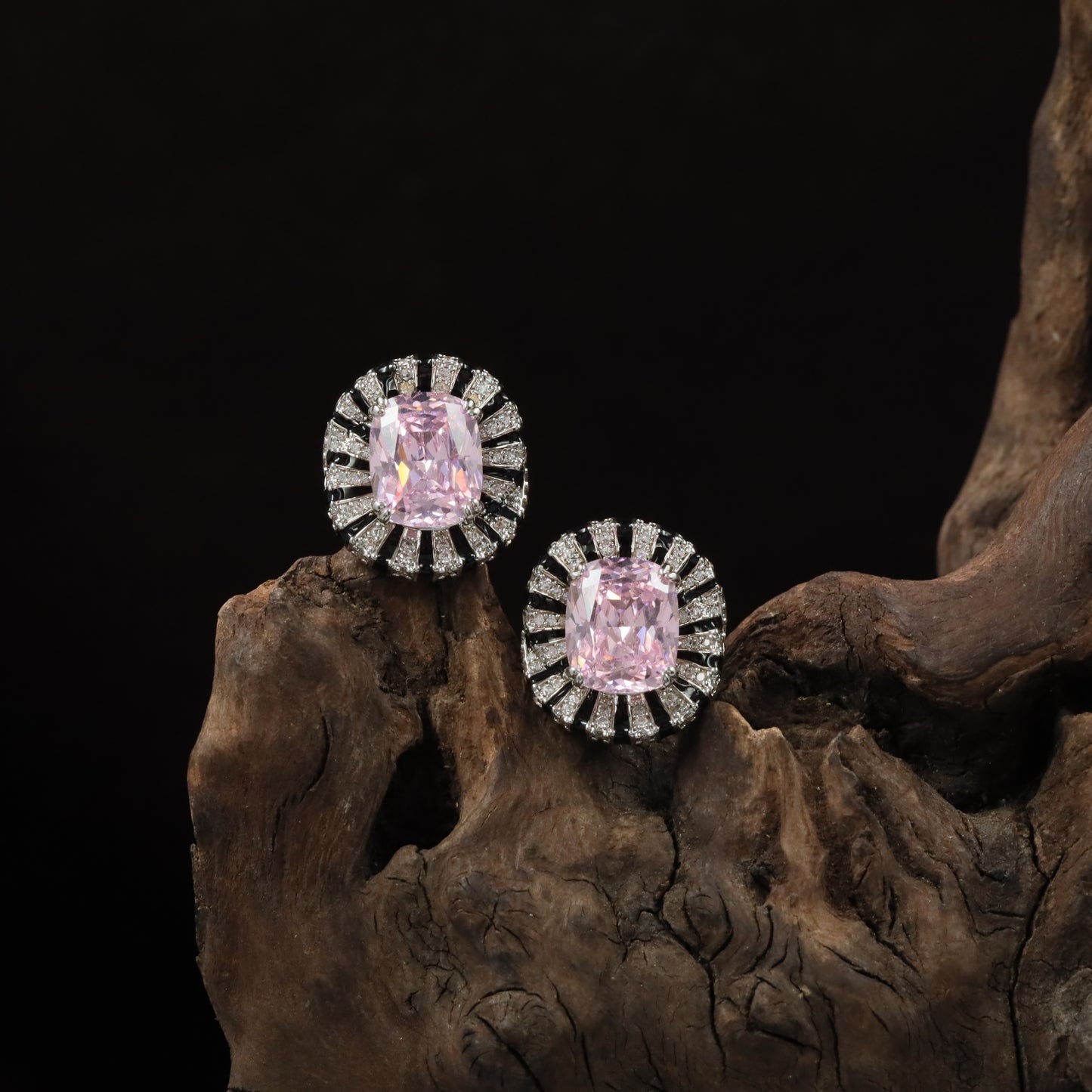 Cavelle Burst Rhodium Stud with Structured Sunray Detailing