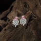 Keystone Leaf Rhodium Stud with Decorative Cluster Styling