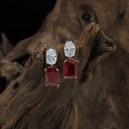 Aurelia Drop Rhodium Hanging with Double Rectangle Styling