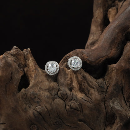 Noble Circle Stud with Structured Halo Styling