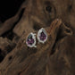 Pear Cut Halo Stud with Rounded Border Detailing