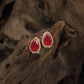 Pear Cut Halo Stud with Rounded Border Detailing
