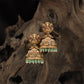 Floral Lakshmi Antique Jumka with Structured Temple Crown and Layered Surface Work