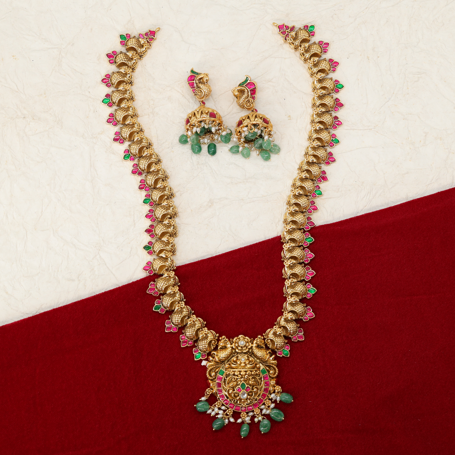 Janani Peacock Link Long Haara with Grand Pendant Design