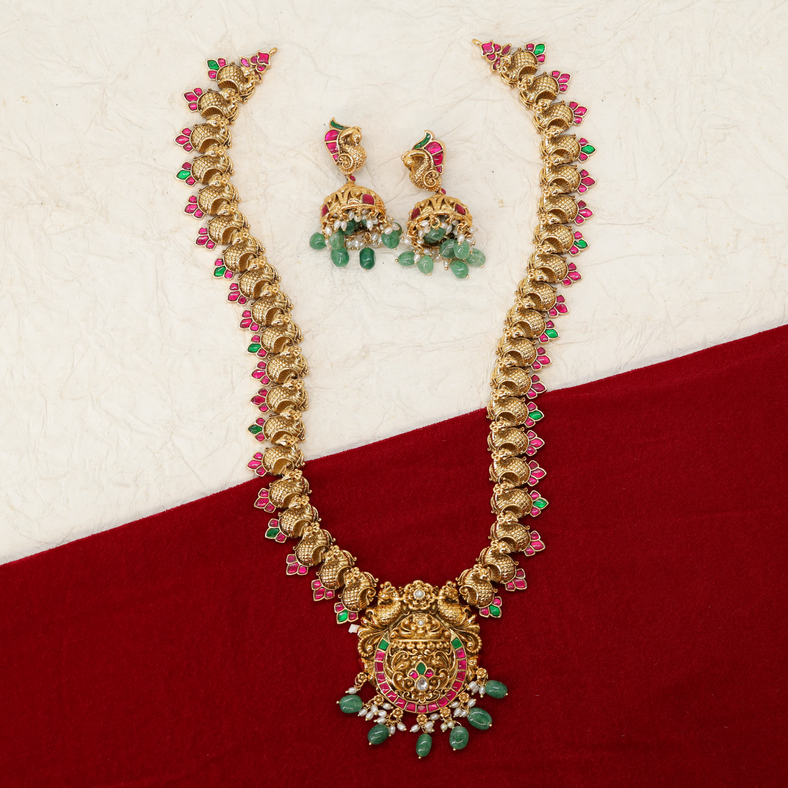 Janani Peacock Link Long Haara with Grand Pendant Design