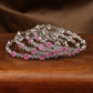 Lunareth Scroll Chain Rhodium Bangles with Decorative Circle Accents