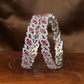 Radiant Vine Motif Rhodium Bangles with Structured Panel Design