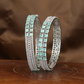 Structured Square Panel Rhodium Bangles with Linear Accent Border