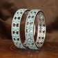 Radiant Daisy Pattern Rhodium Bangles with Sparkling Border Edges