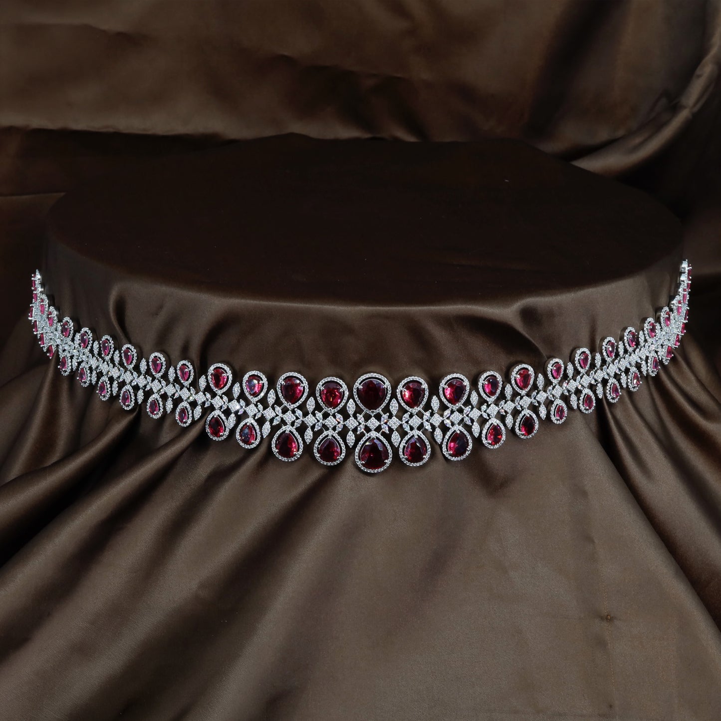 Opulent Rhodium Waist Belt with Cascading Teardrop Settings