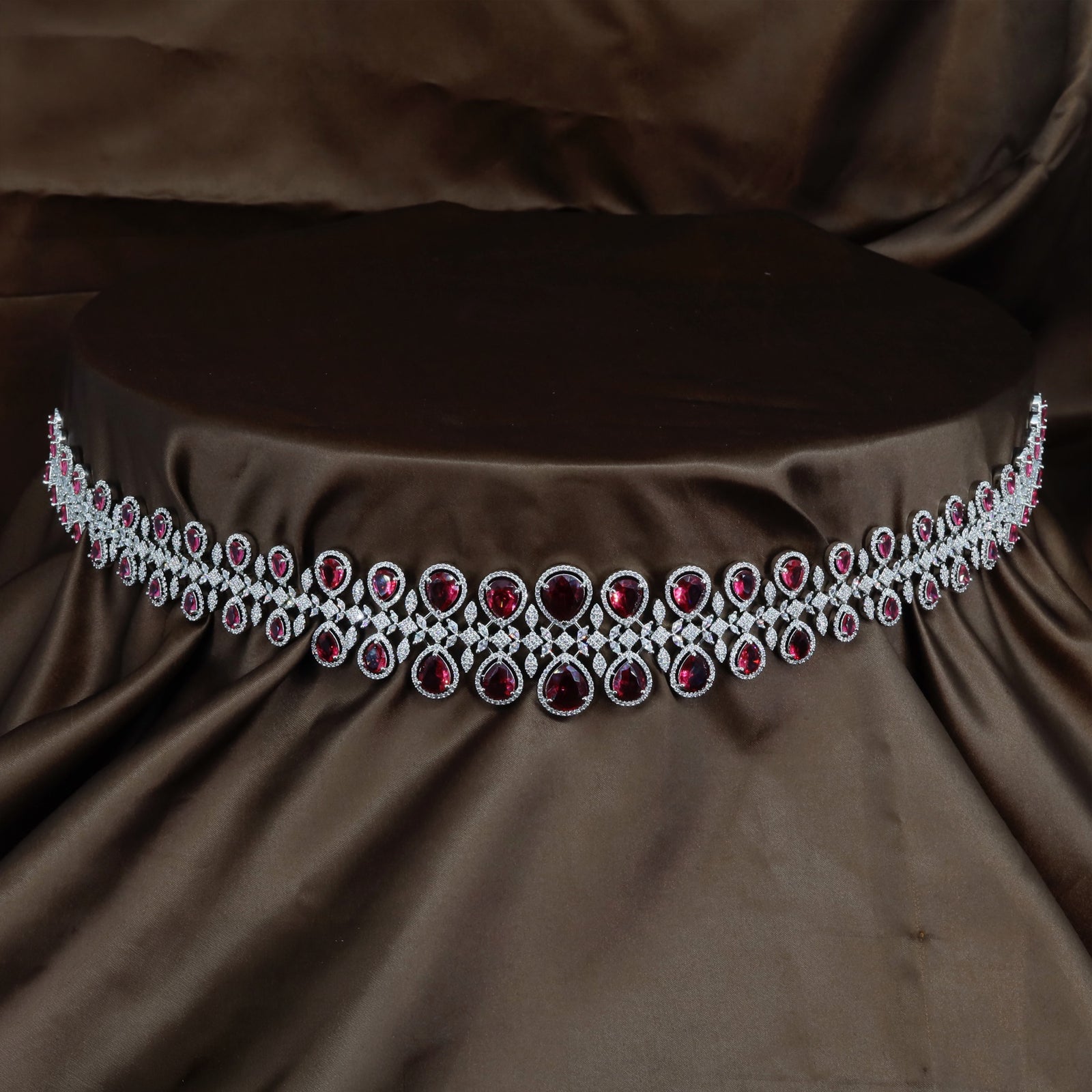 Opulent Rhodium Waist Belt with Cascading Teardrop Settings