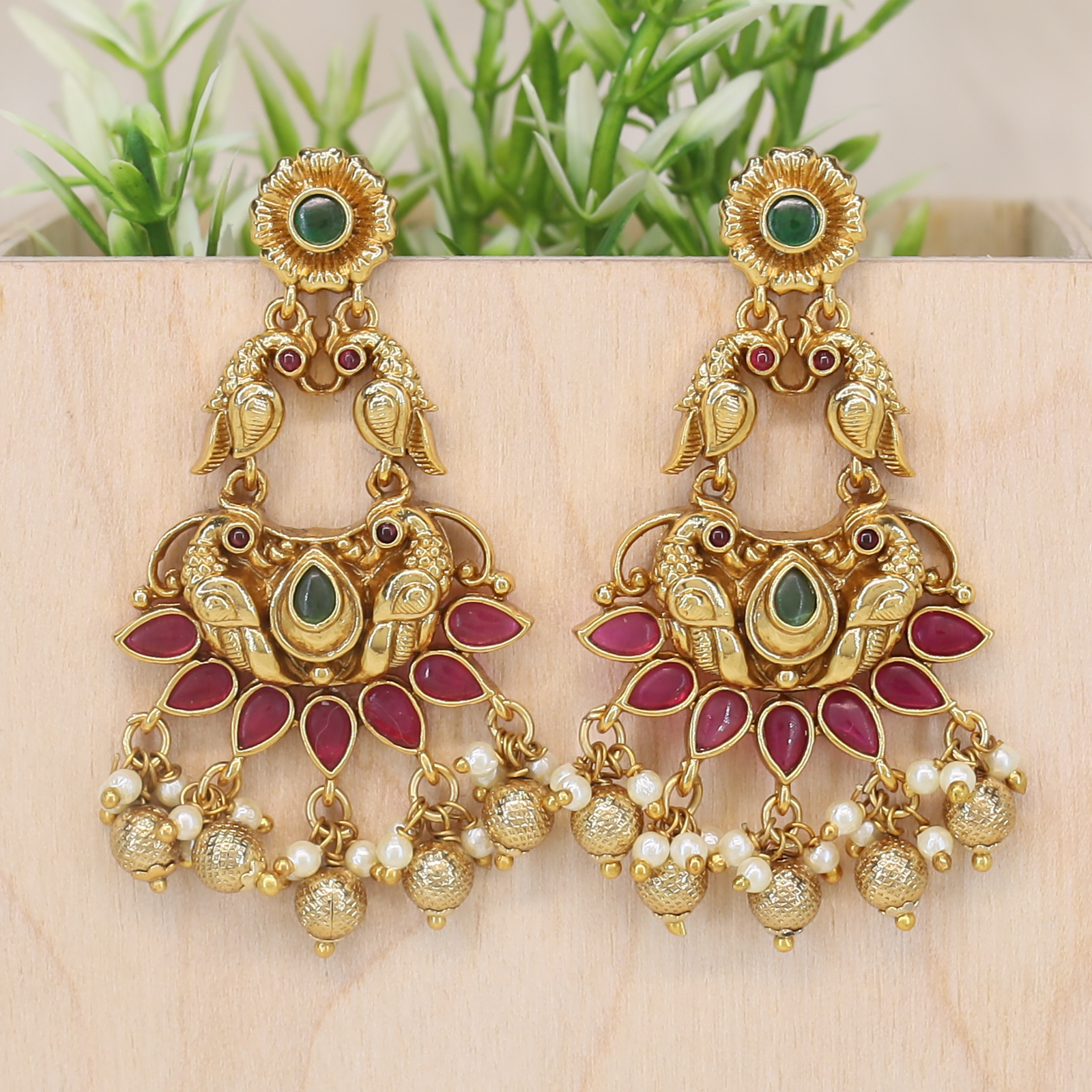 Peacock Pair Motif Hanging with Lotus Petal Base