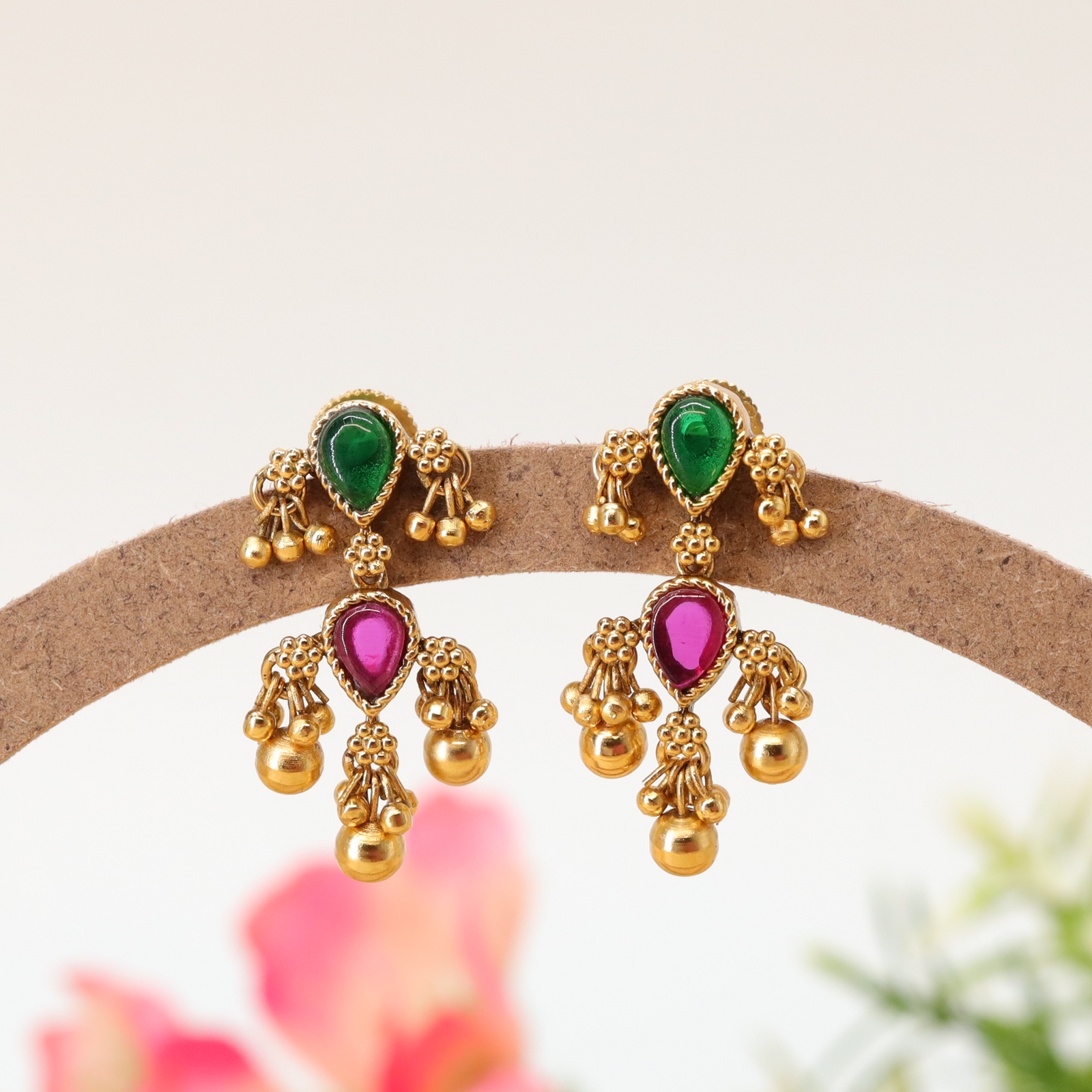Anantika Dual Teardrop Hanging with Bell Tassel Clusters