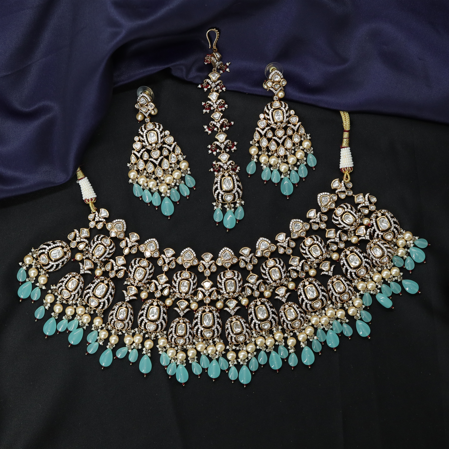 Marvelle Heritage Style Choker with Sculpted Oval Motif Rows and Tassel Fringe